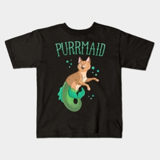 Purrmaid Mermaid Cat Kids T-Shirt